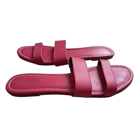 Talbots Shoes Sandals Women's 8 Bubble Gum Pink Flat Two Straps Slip On Summer - Picture 2 of 8
